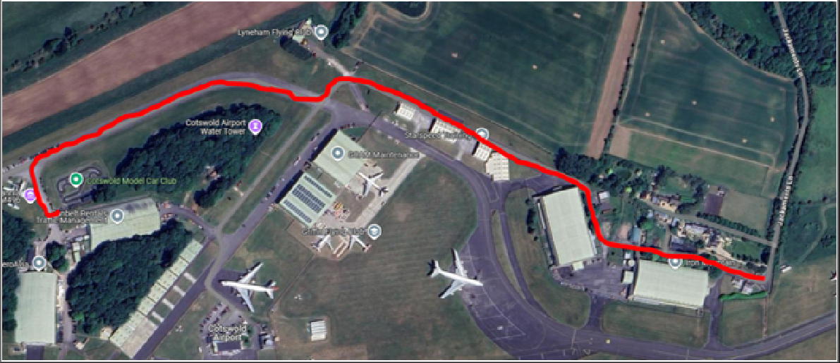 Airfield layout map showing parking zones and warnings