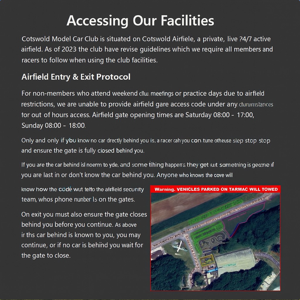 Airfield layout map showing parking zones and warnings